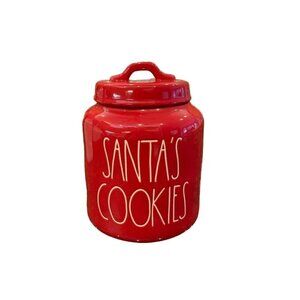 Rae Dunn Santas Cookies Canister Christmas Ceramic Red Chubby Magenta Holiday